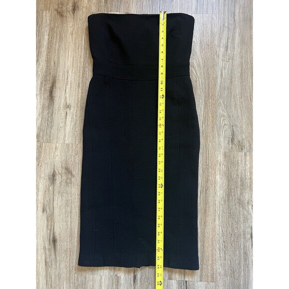 J. Crew Strapless Black Textured Wool Midi Dress Size 4 - Picture 6 of 7